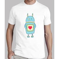 cute heart holding cartoon robot