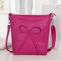 Cute Fashion Women Shoulder Bag Bow Candy Color PU Leather Messenger Bag Rose