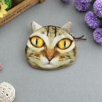 Cute Fashion Women Mini Coin Purse Wallet Cat Animal Head Print Zipper Closure Small Clutch Bag