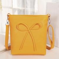 Cute Fashion Women Shoulder Bag Bow Candy Color PU Leather Messenger Bag Yellow