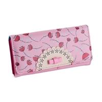 Cute PU Leather Bow Embellished Dandelion Print Long Wallet for Women