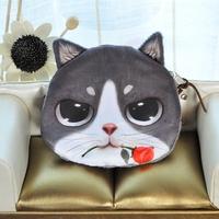 Cute Fashion Women Coin Purse Cat Animal Print Mini Wallet Zipper Closure Small Clutch Bag