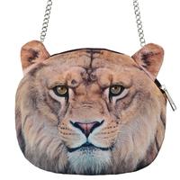 Cute Fashion Women Chain Bag Animal Print Zipper Closure Removable Metal Strap Small Clutch Bag