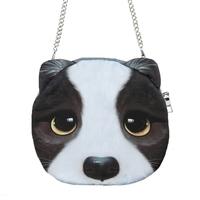 Cute Fashion Women Crossbody Bag Dog Face Head Animal Print Zipper Closure Small Shoulder Chain Bag Handbag
