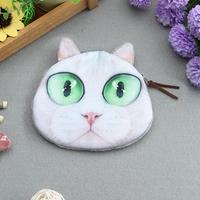 cute fashion women mini coin purse wallet cat animal head print zipper ...