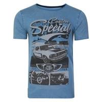 customcar motif t shirt in vintage blue dissident