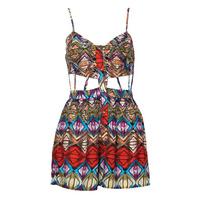 Cut Out Print Playsuit