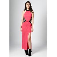 Cut Out Neon Scuba Maxi Dress