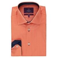 Curtis Orange & White Grid Check Slim Fit Men\'s Shirt