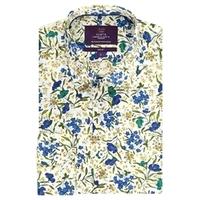 Curtis White & Yellow Floral Slim Fit Men\'s Shirt - Single Cuff