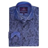 curtis blue paisley slim fit mens shirt high collar