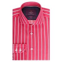 Curtis Fuchsia & White Stripe Slim Fit Men\'s Shirt - High Collar