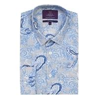 Curtis Grey & Blue Florence Paisley Extra Slim Fit Men\'s Shirt - Single Cuff