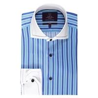 Curtis Blue Multi Stripe Slim Fit Men\'s Shirt - High Collar