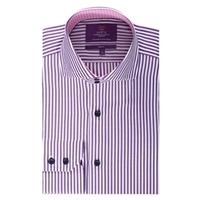 Curtis Purple & White Bengal Stripe Slim Fit Men\'s Shirt - High Collar