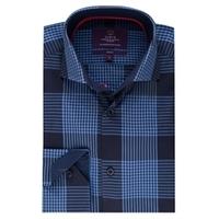 curtis navy light blue large check slim fit mens shirt high collar