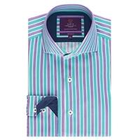 curtis turquoise purple multi stripe slim fit mens shirt high collar