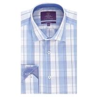 Curtis Light Blue & White Large Check Slim Fit Shirt