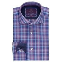 Curtis Navy & Orange Multi Check Slim Fit Men\'s Shirt - High Collar