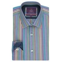 curtis blue orange multi stripe slim fit shirt