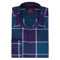Curtis Turquoise & Purple Large Check Slim Fit Men\'s Shirt