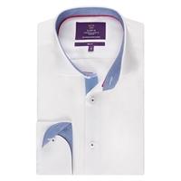 Curtis White Poplin Slim Fit Men\'s Cotton Shirt - Contrast Detail