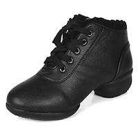 Customizable Women\'s Dance Shoes Dance for Sneakers/Modern Leather fabric/ Breathable Fashion Black color lace-up