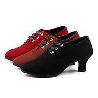 Customizable Women\'s Latin Suede Heels Outdoor Low Heel Red Brown Black 2\