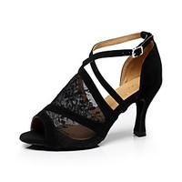 customizable womens dance shoes latin lace stiletto heel black