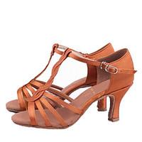 customizable womens latin satin sandals indoor customized heel brown