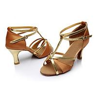 customizable womens latin satin sandals indoor customized heel brown