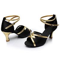 customizable womens latin satin sandals indoor customized heel black