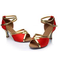 customizable womens latin satin sandals indoor customized heel red