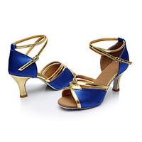 customizable womens latin satin sandals indoor customized heel blue