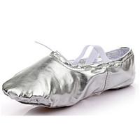 Customizable Women\'s Ballet Leatherette Flats Performance Flat Heel Silver Gold