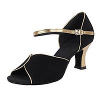 customizable womens latin pu sandals heels indoor buckle low heel blac ...