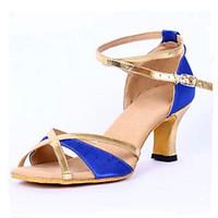 customizable womens latin pu sandals heels indoor buckle low heel blue ...