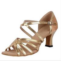 customizable womens latin pu sandals heels indoor buckle low heel gold ...