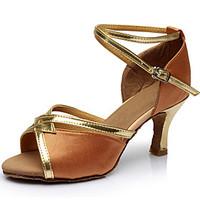 Customizable Women\'s Dance Shoes Satin Latin Sandals Customized Heel Indoor