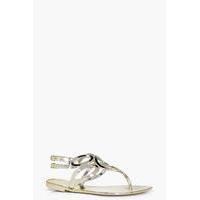 Cut Work Jelly Sandal - gold