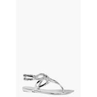 cut work jelly sandal silver