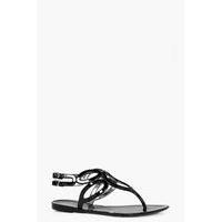 Cut Work Jelly Sandal - black