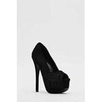 Cut Out Encrusted Suedette Heels