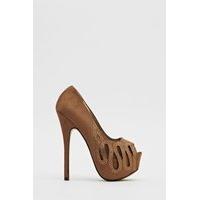 Cut Out Encrusted Suedette Heels