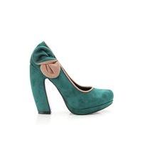 Curved Heel Suedette Bow Shoes