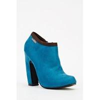 Curved Heel Suedette Ankle Boots