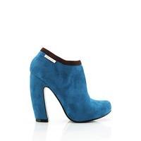 Curved Heel Suedette Ankle Boots