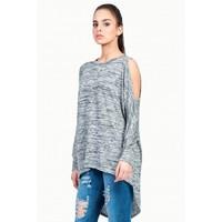 cut and sew cold shoulder oversized top