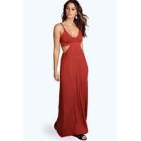 cut out strappy maxi dress rust