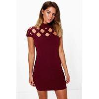 cut out neck bodycon dress berry